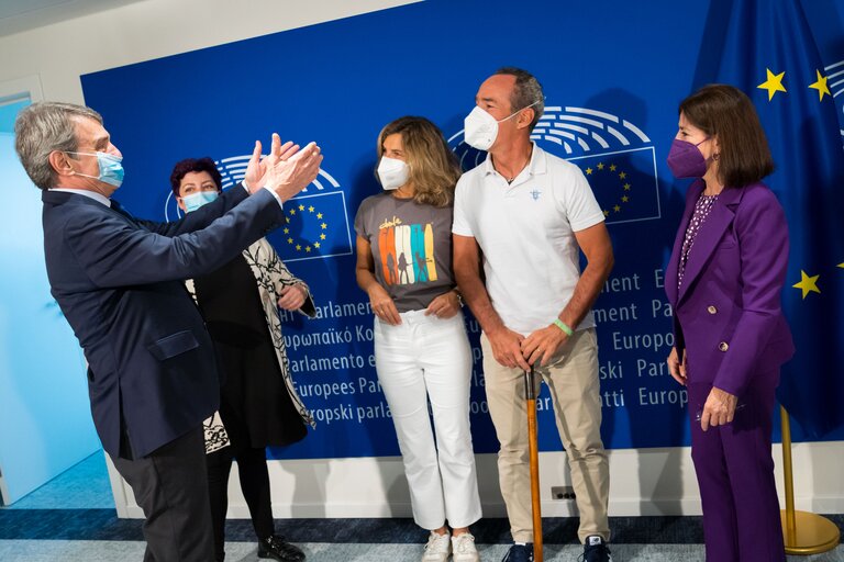 Photo 13 : David SASSOLI, EP President meets with Jaime LAFITA, activist supporting the Amyotrophic Lateral Sclerosis World Day