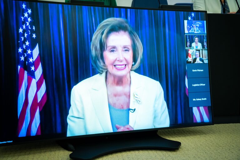 David SASSOLI, EP President in video meeting with Nancy PELOSI, Speaker of the United States House of Representatives and with Anthony ROTA, Speaker of the House of Commons of Canada