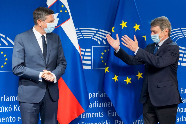 Suriet 10: David SASSOLI, EP President meets with Borut PAHOR, Slovenian President