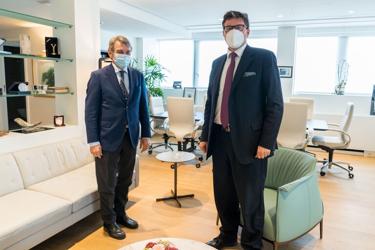 David SASSOLI, EP President meets with Giancarlo GIORGETTI, Italian Minister of Economic Development