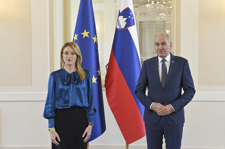 Suriet 9: Official Visit of Roberta METSOLA, EP President to Slovenia - Meeting with Janez JANSA, Slovenian Prime Minister