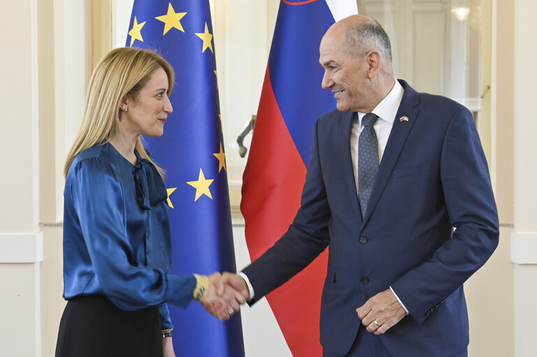 Official Visit of Roberta METSOLA, EP President to Slovenia - Meeting with Janez JANSA, Slovenian Prime Minister