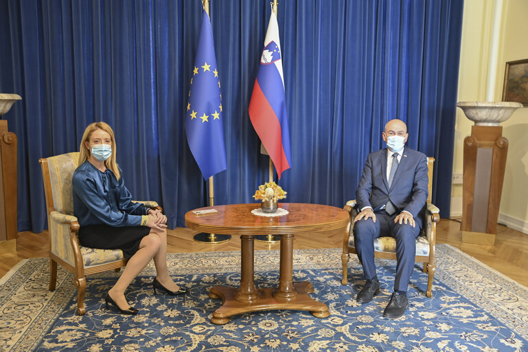 Official Visit of Roberta METSOLA, EP President to Slovenia - Meeting with Janez JANSA, Slovenian Prime Minister