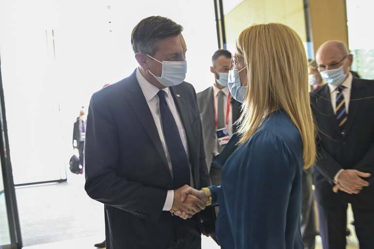 Fotografija 7: Official Visit of Roberta METSOLA, EP President to Slovenia - Meeting with Borut PAHOR, President of Slovenia