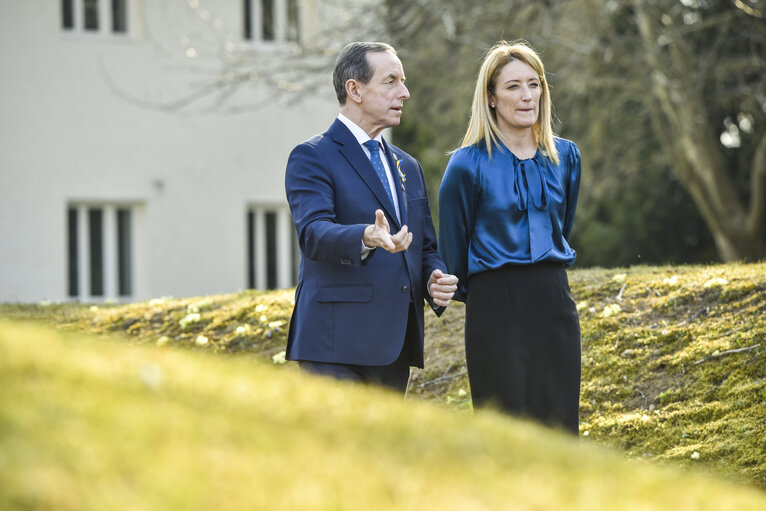 Fotografija 7: Official Visit of Roberta METSOLA, EP President to Slovenia - Meeting with Tomasz GRODZKI, Marshal of the Senate of the Republic of Poland