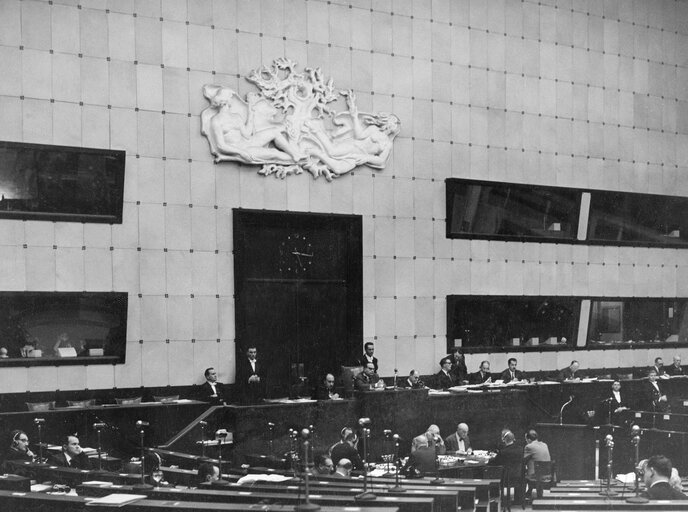 General view of the Hemicycle during a session in Strasbourg, France, January 13, 1960.