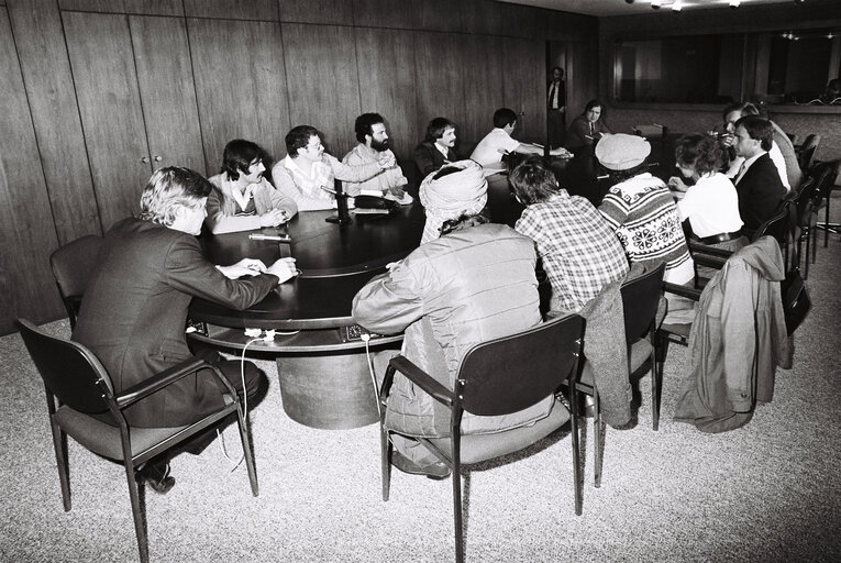 EP President Pieter DANKERT meets with a delegation from Afghanistan, in Strasbourg, France, April 1982.