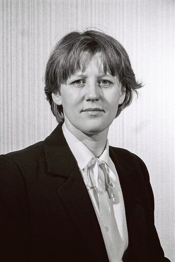 Portrait of Raymonde DURY, in Strasbourg, France, April 1982.