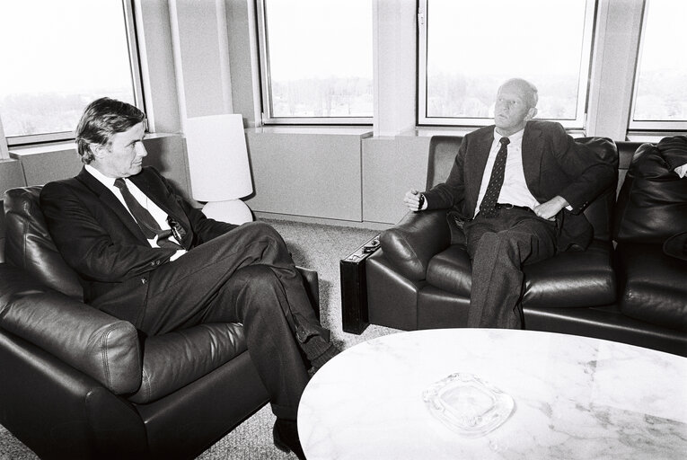 EP President Pieter DANKERT (L) meets with Deputy Permanent Representative of Denmark to the EU Jakob RYTTER in Strasbourg, France, April 1982.