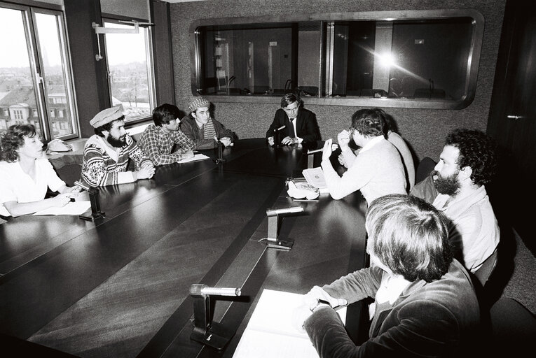 EP President Pieter DANKERT meets with a delegation from Afghanistan, in Strasbourg, France, April 1982.