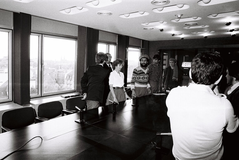 EP President Pieter DANKERT meets with a delegation from Afghanistan, in Strasbourg, France, April 1982.