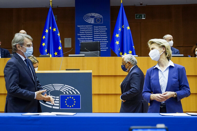 Fotografija 17: EP Plenary session - Ceremonie of the signature of the Joint declaration for the Conference of the Future of Europe