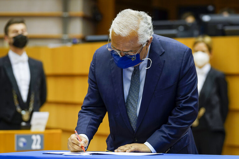 Fotografija 14: EP Plenary session - Ceremonie of the signature of the Joint declaration for the Conference of the Future of Europe