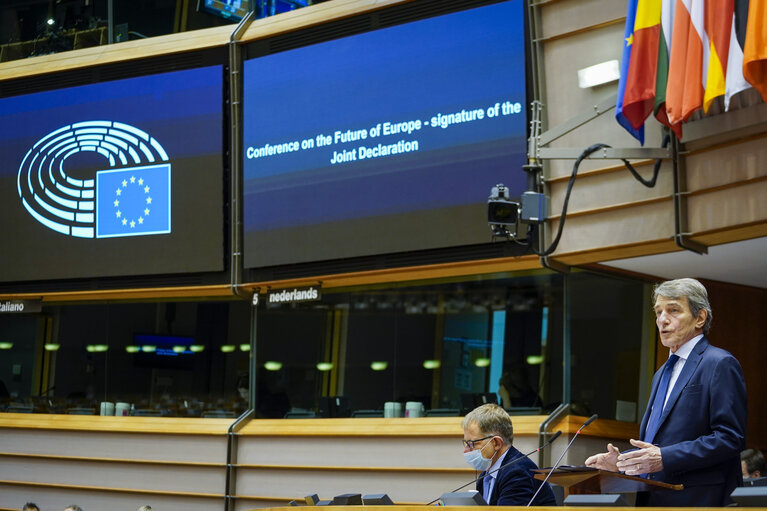 Fotografija 30: EP Plenary session - Ceremonie of the signature of the Joint declaration for the Conference of the Future of Europe