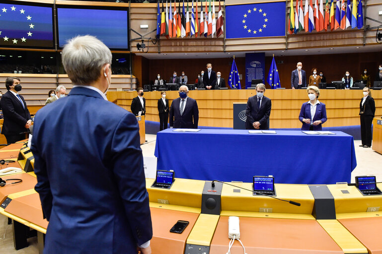 Foto 6: EP Plenary session - Ceremony of the signature of the Joint declaration for the Conference of the Future of Europe