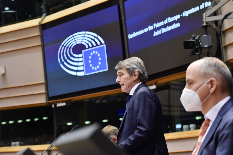 Foto 47: EP Plenary session - Ceremony of the signature of the Joint declaration for the Conference of the Future of Europe