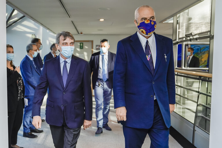 Fotografi 8: David SASSOLI, EP President meets with Edi RAMA, Albanese Prime Minister