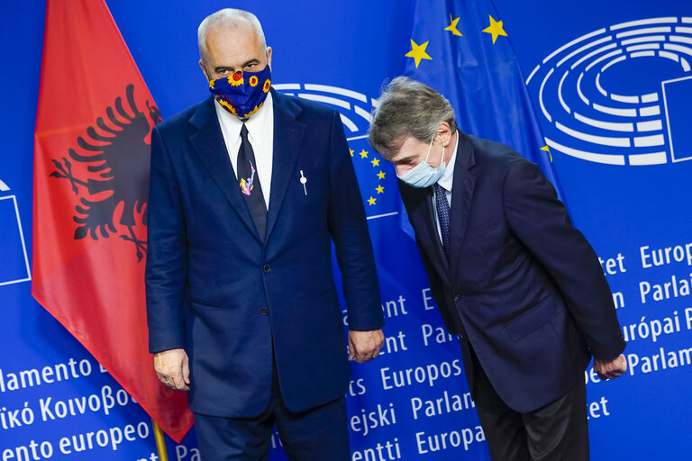 Fotografi 11: David SASSOLI, EP President meets with Edi RAMA, Albanese Prime Minister