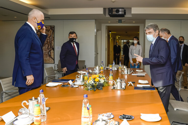 Fotografia 4: David SASSOLI, EP President meets with Edi RAMA, Albanese Prime Minister