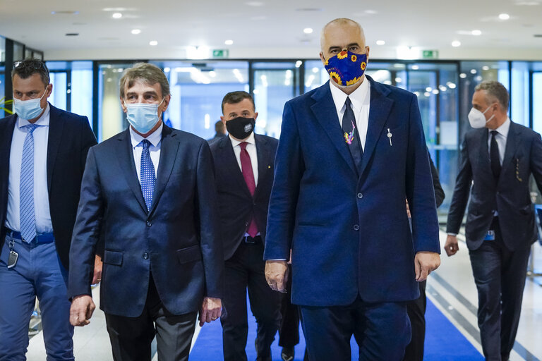 Suriet 15: David SASSOLI, EP President meets with Edi RAMA, Albanese Prime Minister