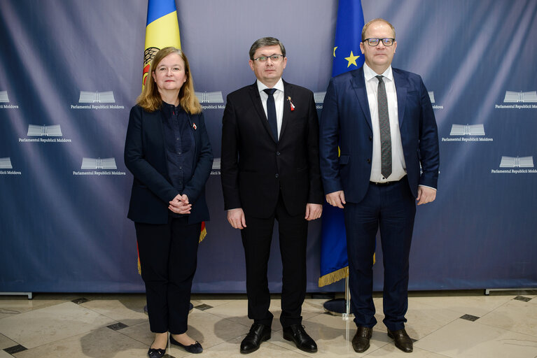 Photo 4: AFET/SEDE Delegation to Moldova -  Meeting with Igor GROSU, Speaker of the Parliament.