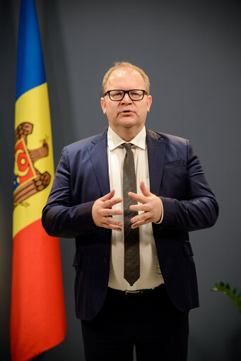 Fotogrāfija 5: AFET/SEDE Delegation to Moldova - Press point.