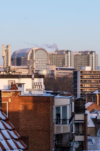 Φωτογραφία 9: Winter season - EP Headquarters from a distance. Brussels under the snow