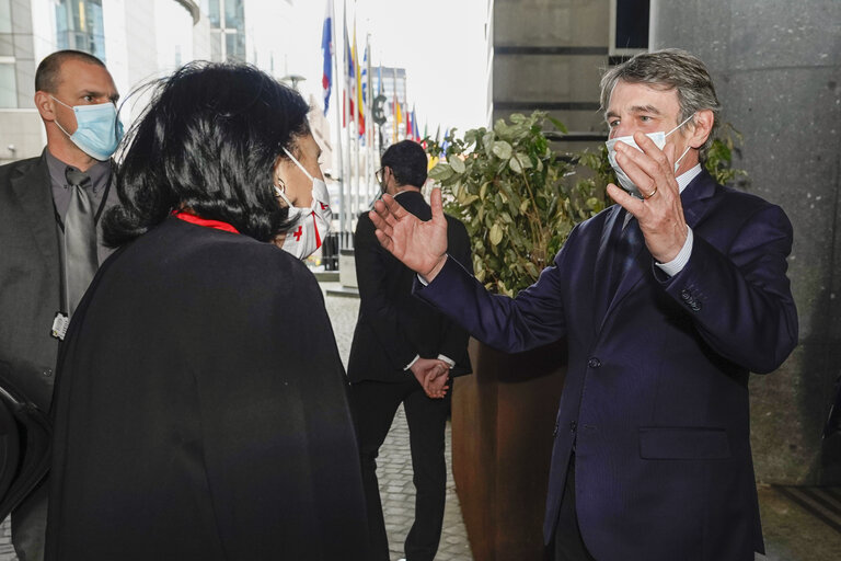 Photo 8: David SASSOLI, EP President meets with Salome ZOURABICHVILI, President of Georgia.