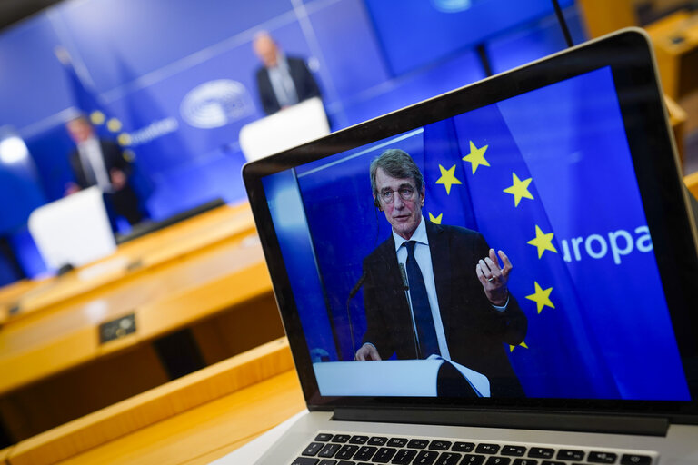 Press conference by David SASSOLI, EP President - EU long term budget - MFF