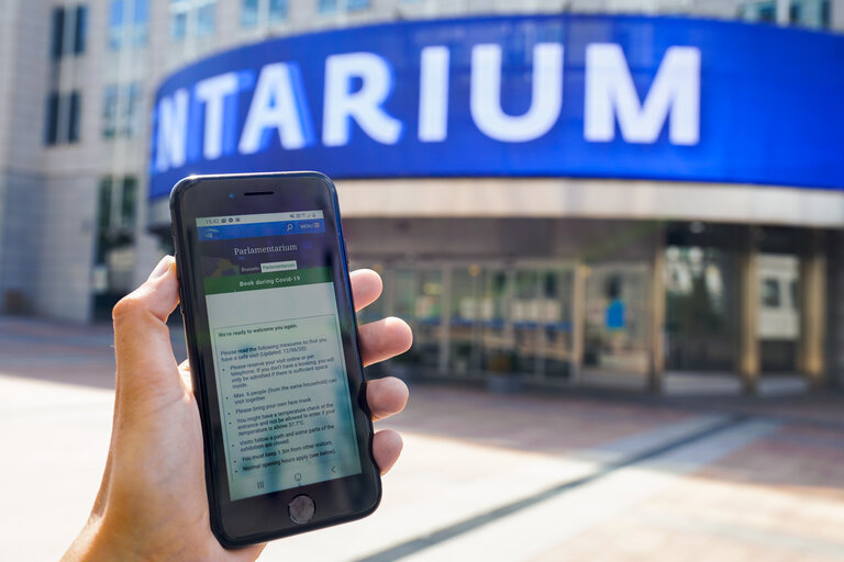 Deconfinement - Parlamentarium reopens after COVID-19 lockdown imposed by Belgian authorities