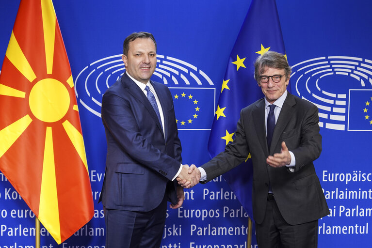 David SASSOLI, EP President meets with Oliver SPASOVSKI, Prime Minister of the Republic of North Macedonia- Official welcome