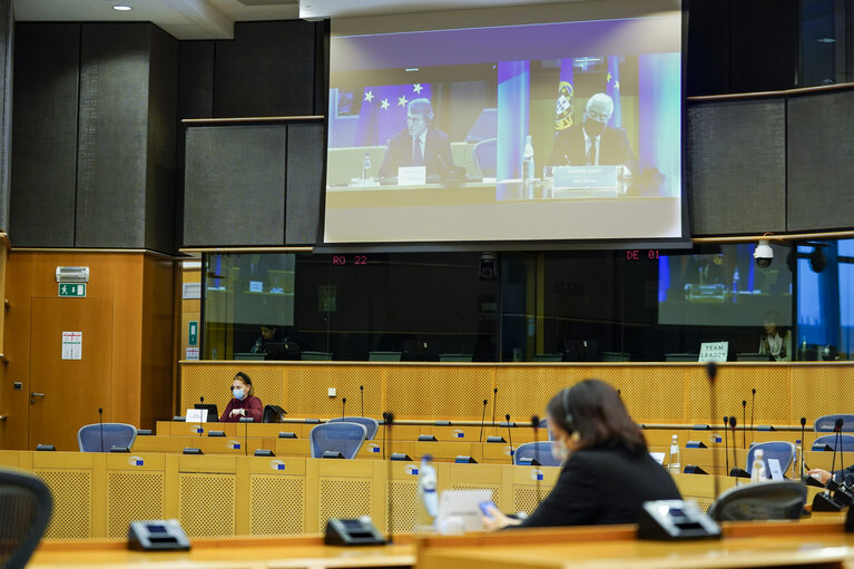 Fotografie 1: Meeting of the EP Conference of President with the participation of Antonio COSTA, Portuguese Prime Minister.