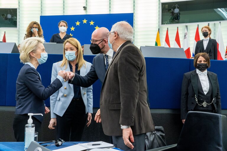 Fotografi 49: EP Plenary session - Conclusions of the European Council meeting of 24-25 March 2022: including the latest developments of the war against Ukraine and the EU sanctions against Russia and their implementation