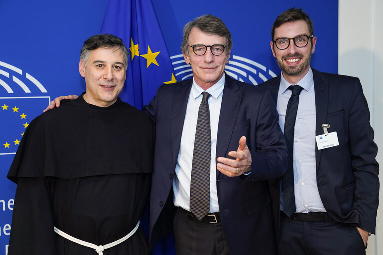 David SASSOLI, EP President meets with Father Enzo Fortunato.