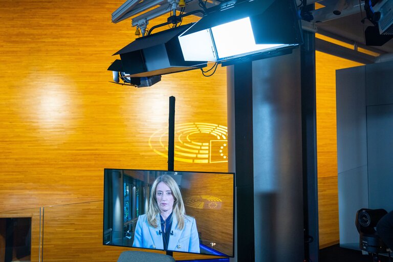 Photo 3: Interview live of Roberta METSOLA, EP President by TV Channel RAI