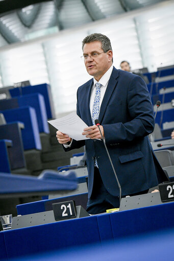 Photo 21 : EP Plenary session  movement - Commission statement - Common charger for mobile radio equipment