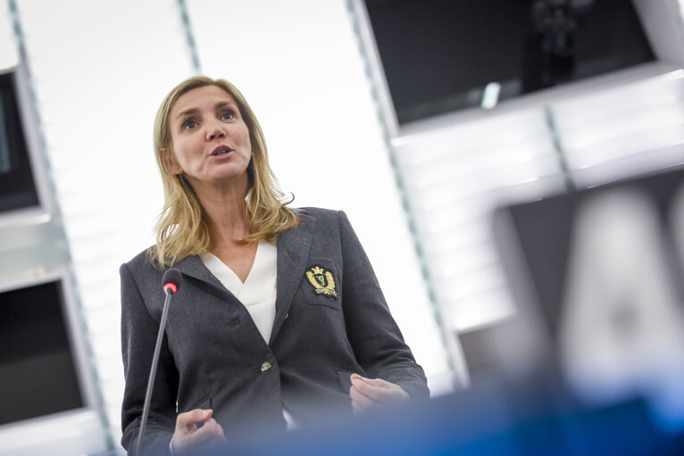 Agnes EVREN in plenary session in the EP in Strasbourg