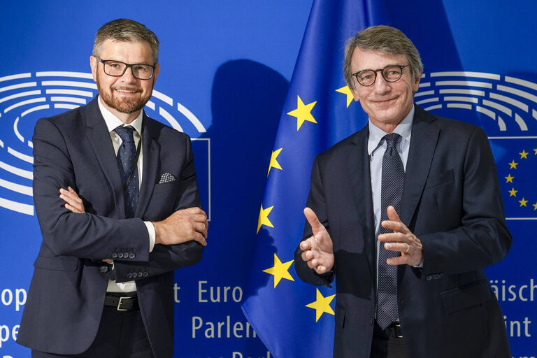 Fotografija 2: David SASSOLI, EP President meets with Marco DREOSTO MEP