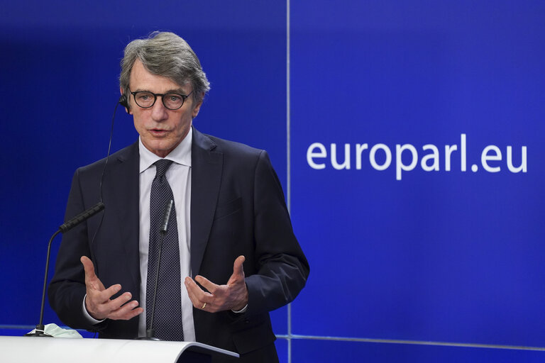 Press conference by David SASSOLI, EP President on the Multiannual Financial Framework (MFF)