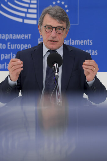 Zdjęcie 3: Press conference by David SASSOLI, EP President on the European Council (EUCO)