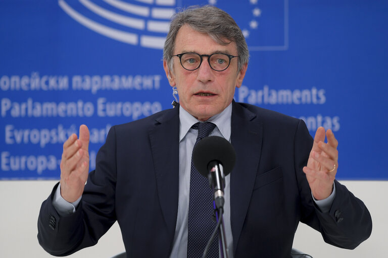 Nuotrauka 2: Press conference by David SASSOLI, EP President on the European Council (EUCO)