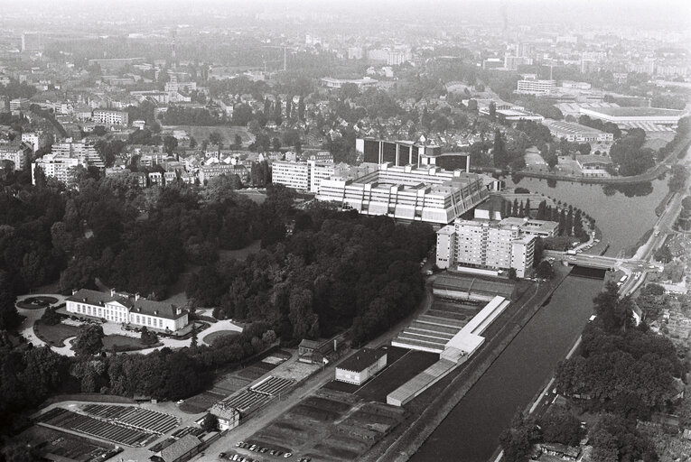 Aerial view of the EP building in Strasbourg