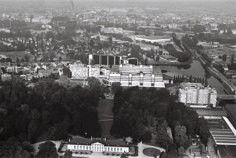 Aerial view of the EP building in Strasbourg