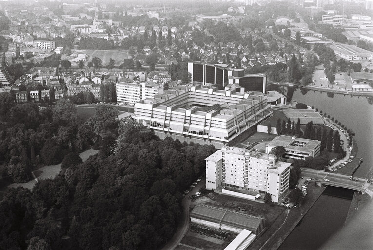 Aerial view of the EP building in Strasbourg