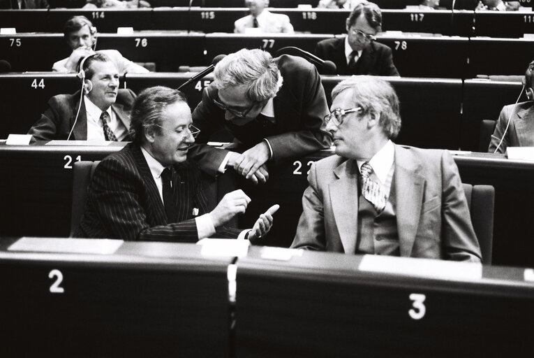 The European Commission President Gaston THORN during a session in  Strasbourg in July 1980.