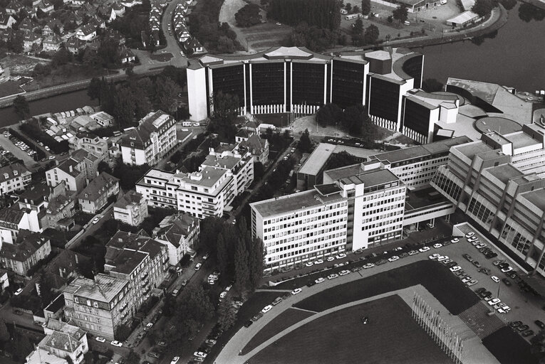 Aerial view of the EP building in Strasbourg