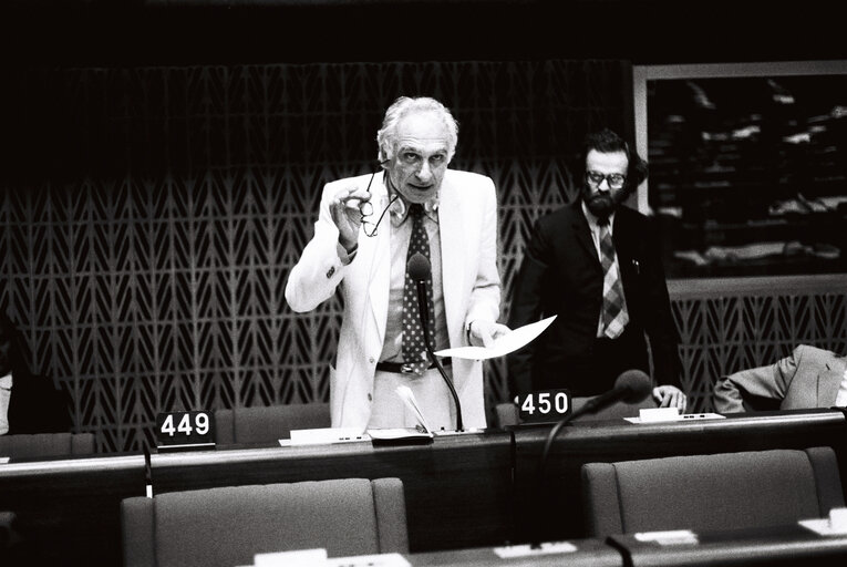 The MEP Marco PANNELLA during a session in Strasbourg in July 1980.