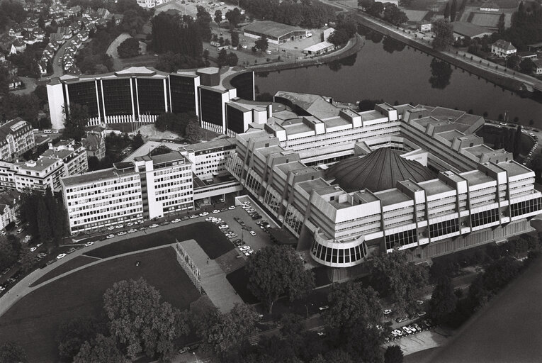 Aerial view of the EP building in Strasbourg