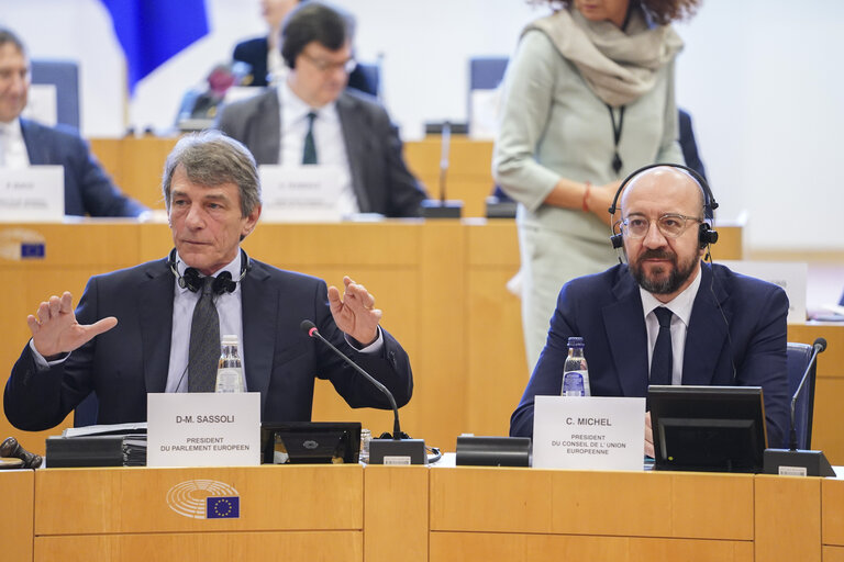 Foto 5: Meeting of the EP Conference of Presidents with the participation of Charles MICHEL, President of the European Council