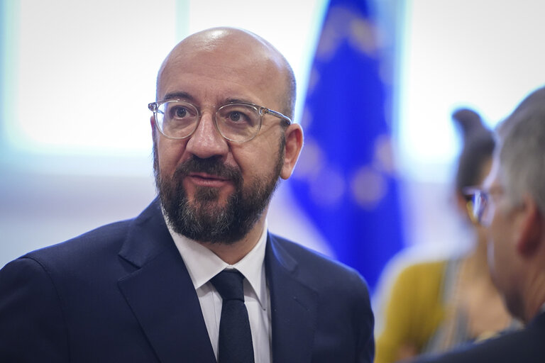 Foto 10: Meeting of the EP Conference of Presidents with the participation of Charles MICHEL, President of the European Council